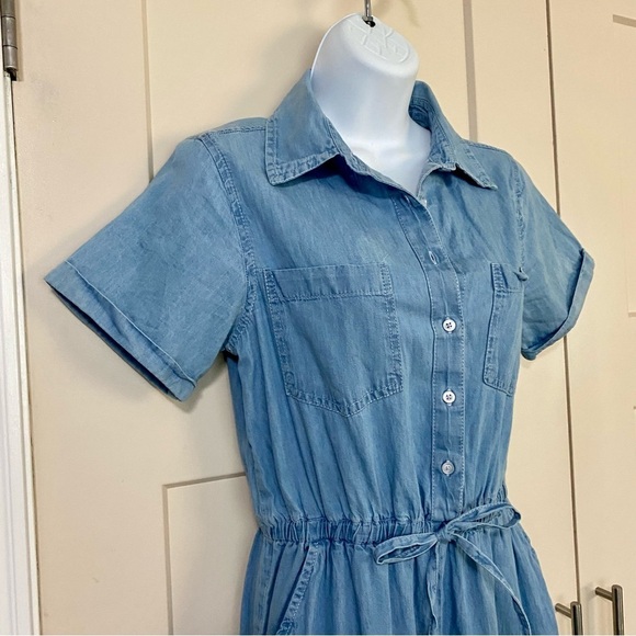 Sincerely Jules Light Blue Jumpsuit Size Small Cotton Chambray Denim Summer - Picture 5 of 16